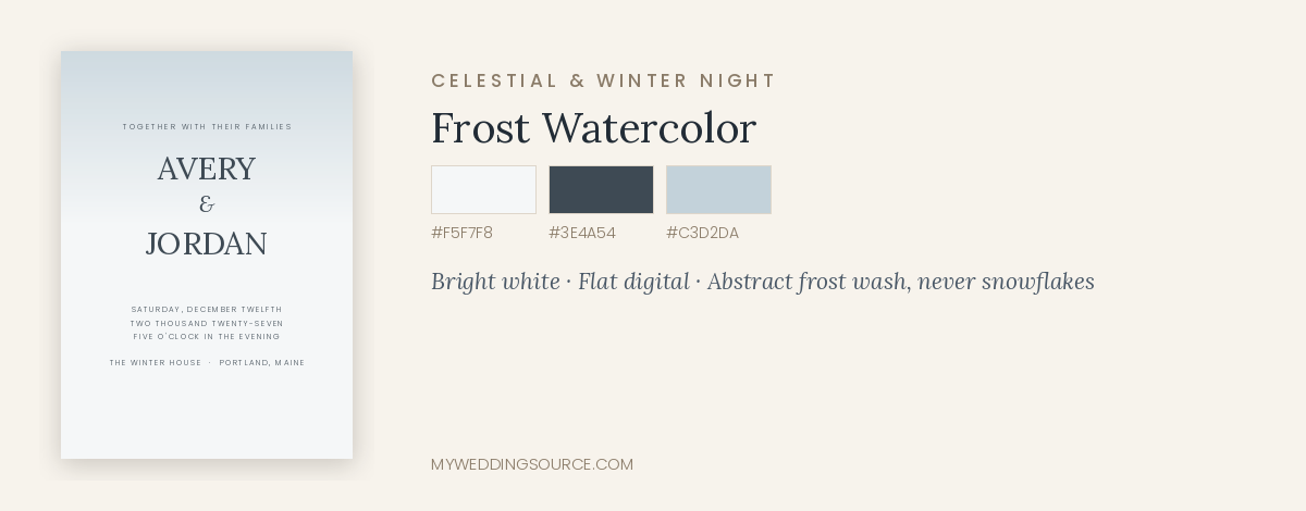 Holiday wedding invitation mockup in frost watercolor design