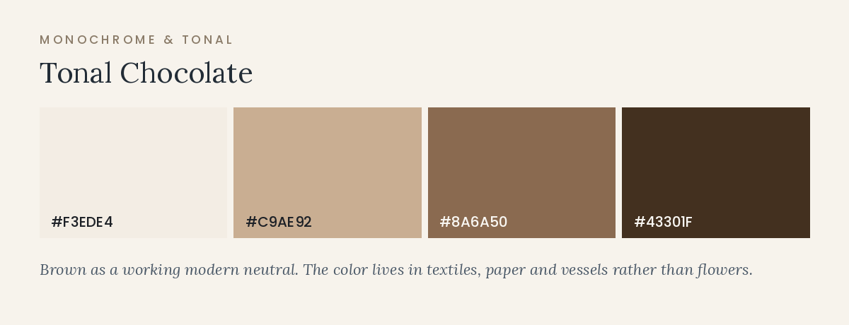 November wedding color palette in tonal chocolate brown tones