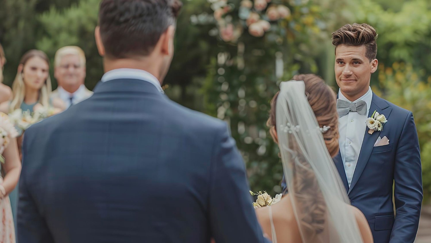 The Complete Guide to Wedding Witnesses 25 Wedding witness standing beside the couple during their outdoor ceremony