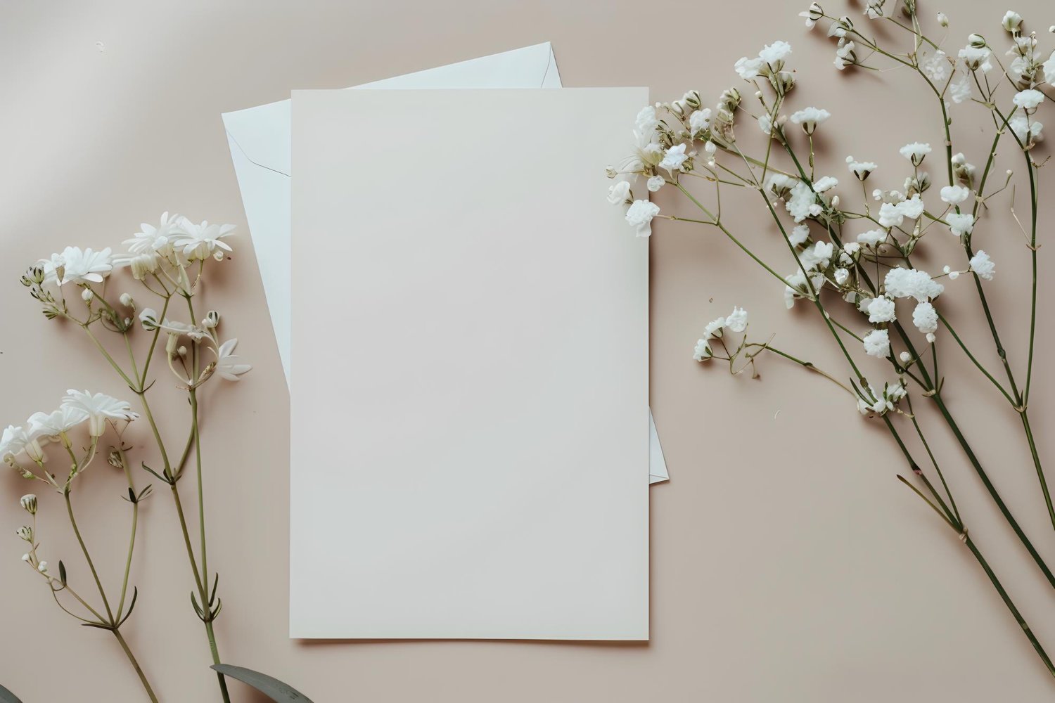 Wedding Invitation Timing and Wording: When to Send, What to Say, and What to Leave Off 12 Elegant floral wedding invitation card on a soft blush backdrop with baby's breath