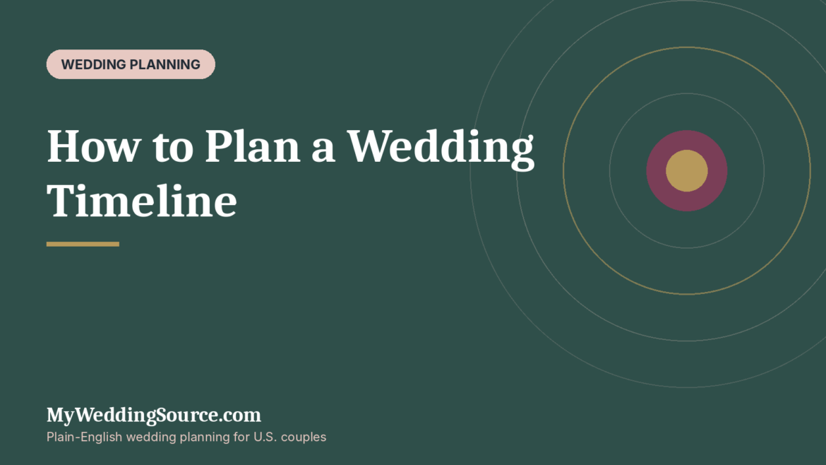 How to Plan a Wedding Timeline: A Month-by-Month Schedule From Engagement to Wedding Day: MyWeddingSource.com guide cover